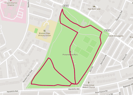 Potternewton parkrun 5km run route map card image