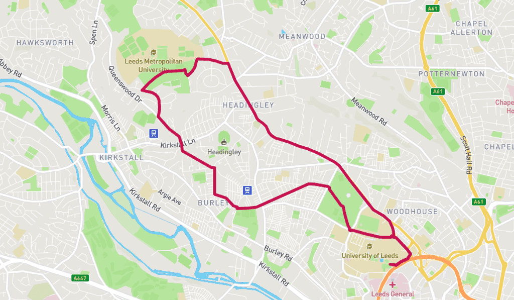 Headingley and Kirkstall Three Parks 10km - Leeds Run Routes