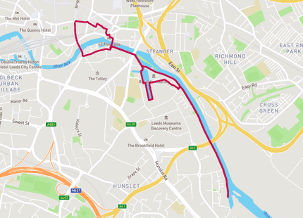 River Aire 5km run route map card image