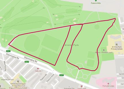 Armley parkrun 5km run route map card image