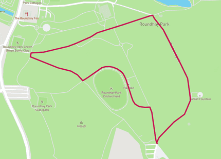 Roundhay parkrun 5km run route map card image